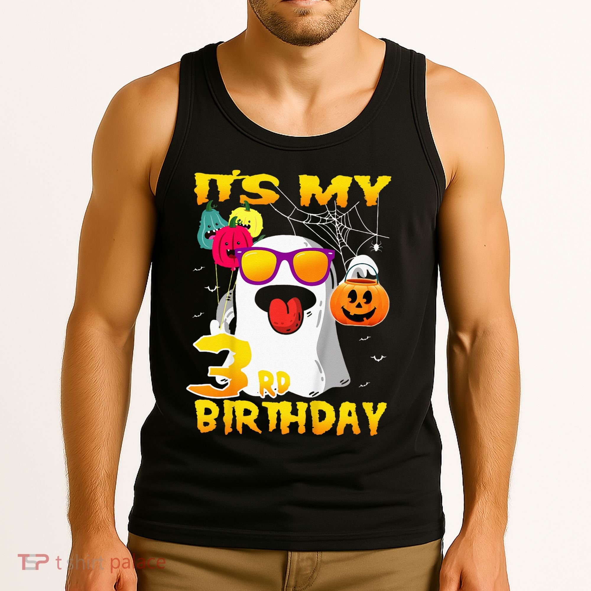 Kids Its My 3rd Birthday Ghost Pumpkin Halloween Party 3 Years Tank Top
