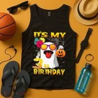 Kids Its My 3rd Birthday Ghost Pumpkin Halloween Party 3 Years Tank Top thumb 4