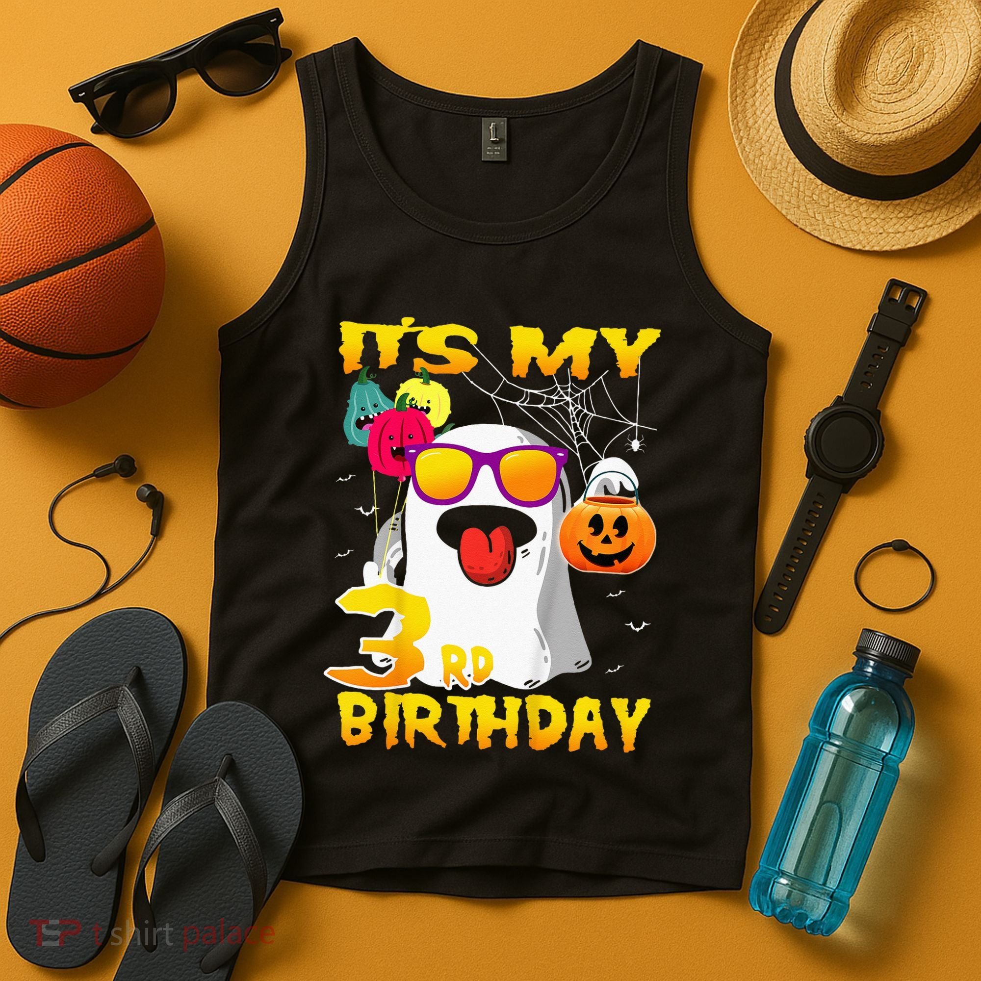 Kids Its My 3rd Birthday Ghost Pumpkin Halloween Party 3 Years Tank Top