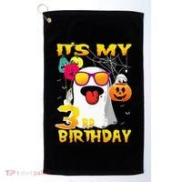 Kids Its My 3rd Birthday Ghost Pumpkin Halloween Party 3 Years Golf Towel thumb 0