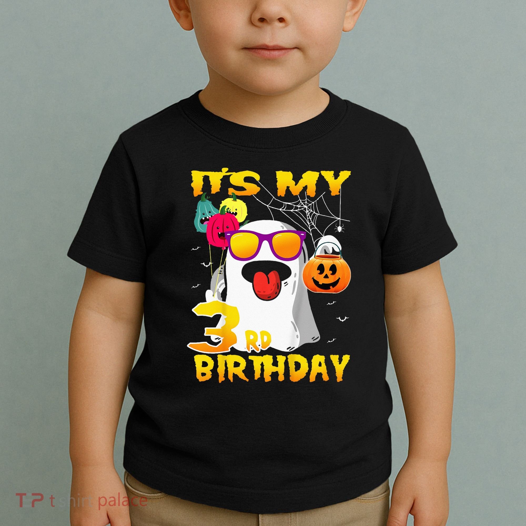 Kids Its My 3rd Birthday Ghost Pumpkin Halloween Party 3 Years Toddler T-Shirt
