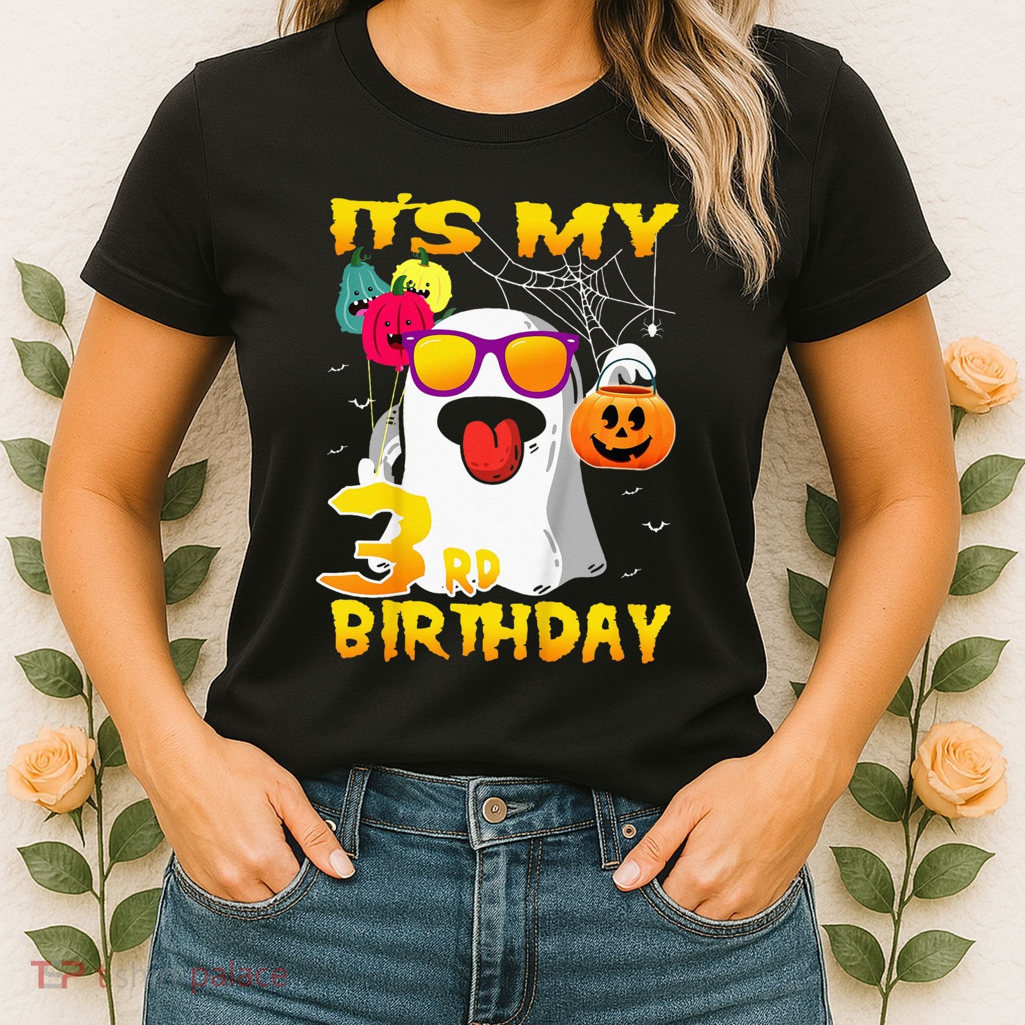 Kids Its My 3rd Birthday Ghost Pumpkin Halloween Party 3 Years Women's T-Shirt
