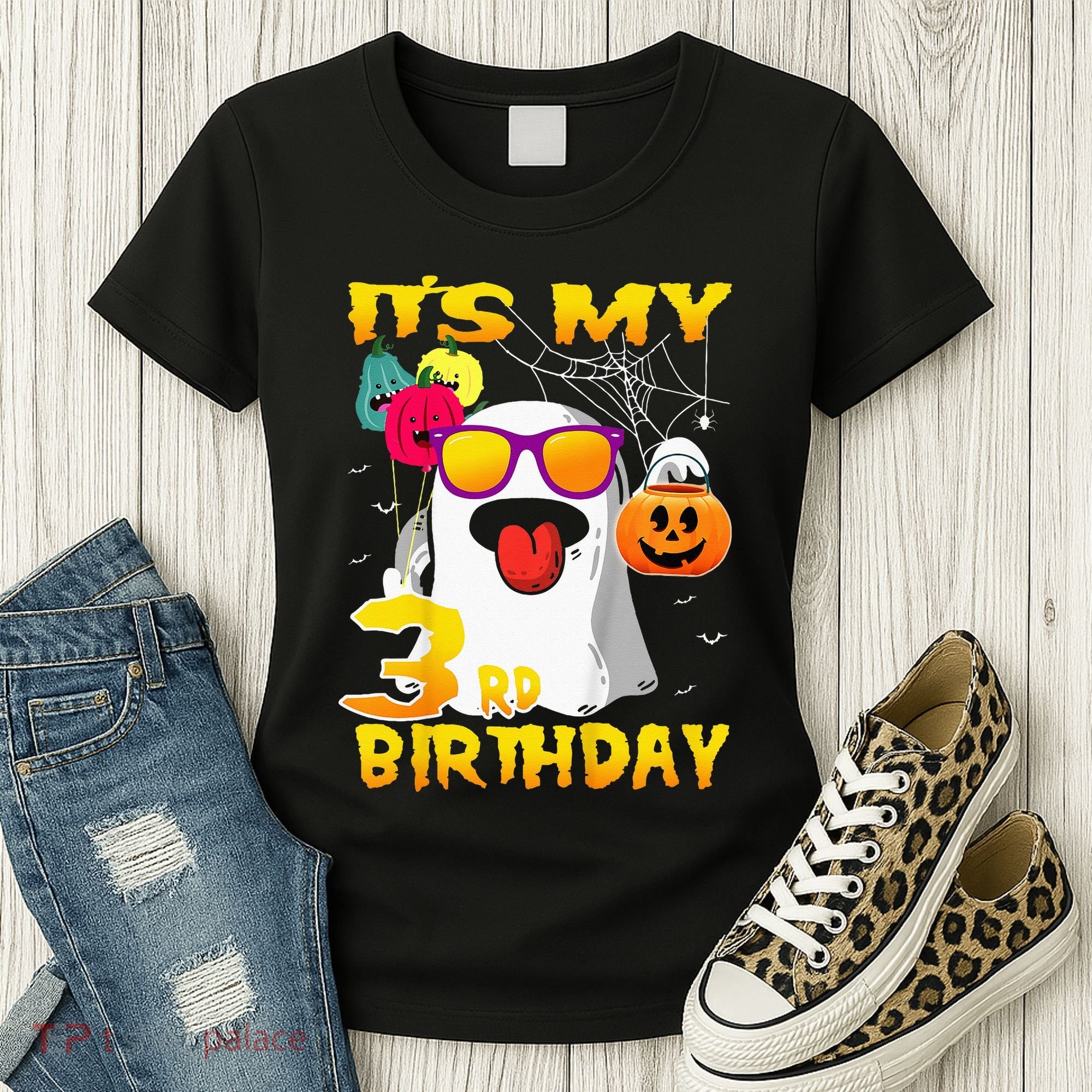 Kids Its My 3rd Birthday Ghost Pumpkin Halloween Party 3 Years Women's T-Shirt