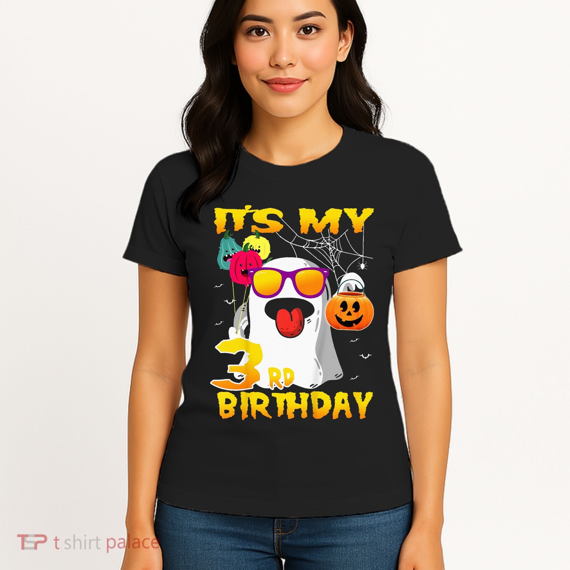 Kids Its My 3rd Birthday Ghost Pumpkin Halloween Party 3 Years Women's T-Shirt