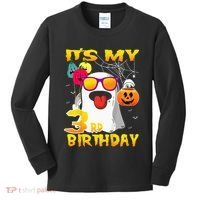 Kids Its My 3rd Birthday Ghost Pumpkin Halloween Party 3 Years Kids Long Sleeve Shirt thumb 0