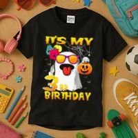 Kids Its My 3rd Birthday Ghost Pumpkin Halloween Party 3 Years Kids T-Shirt thumb 3