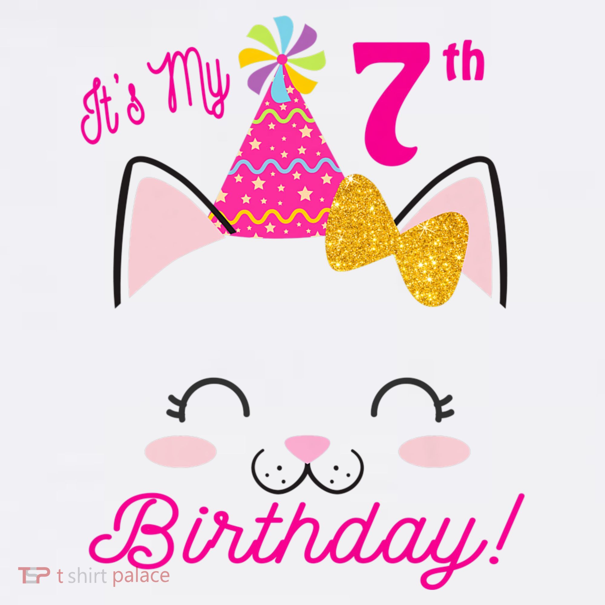 Kids Its My 7th Birthday Shirt Girl Kitty Cat Theme Party Outfit Women's Hoodie