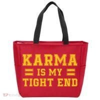 Karma Is My Tight End Tote Bag thumb 0