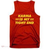 Karma Is My Tight End Kansas Football Tank Top thumb 0