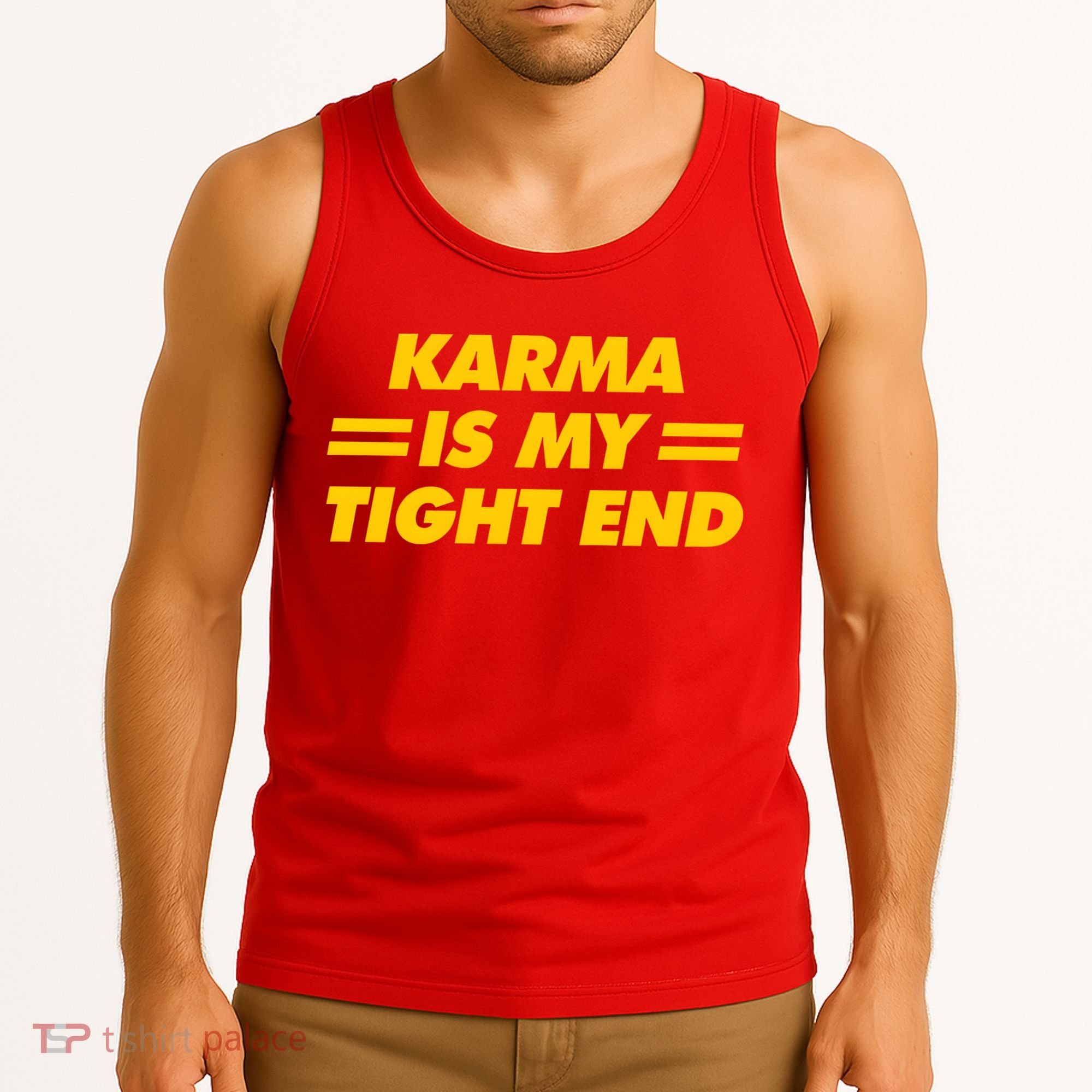 Karma Is My Tight End Kansas Football Tank Top