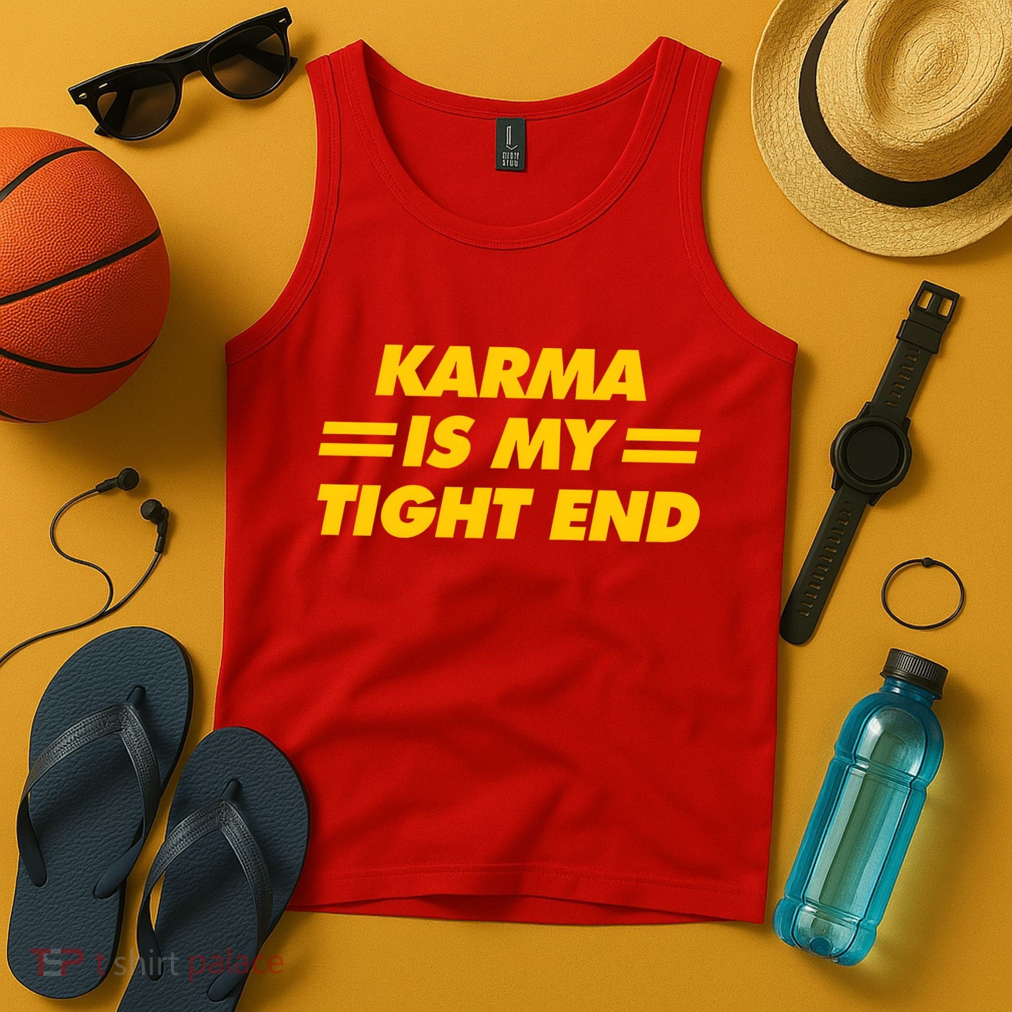 Karma Is My Tight End Kansas Football Tank Top
