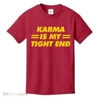 Karma Is My Tight End Kansas Football Kids T-Shirt thumb 0