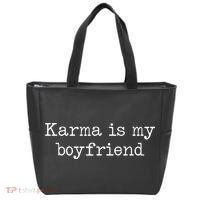 Karma Is My Boyfriend Funny Sarcastic Trendy Tote Bag thumb 0