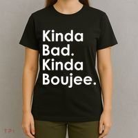 Kinda Bad Kinda Boujee Trendy Saying Text Logo T-Shirt thumb 4