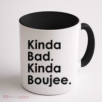 Kinda Bad Kinda Boujee Trendy Saying Text Logo Coffee Mug thumb 1