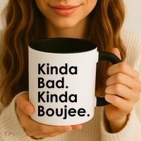 Kinda Bad Kinda Boujee Trendy Saying Text Logo Coffee Mug thumb 3