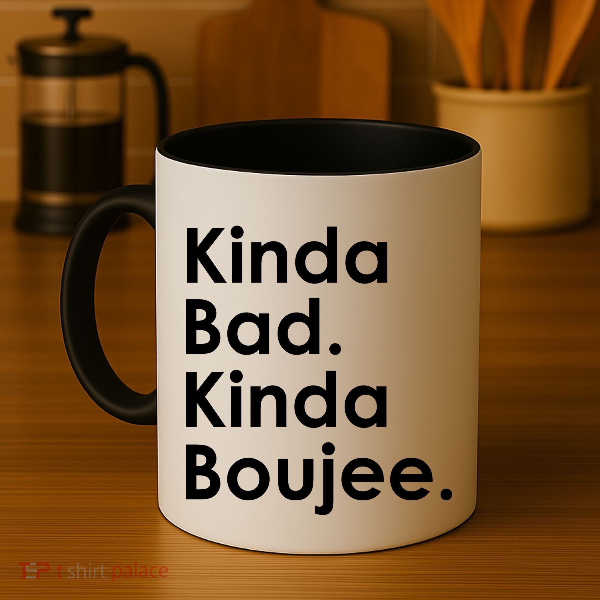 Kinda Bad Kinda Boujee Trendy Saying Text Logo Coffee Mug