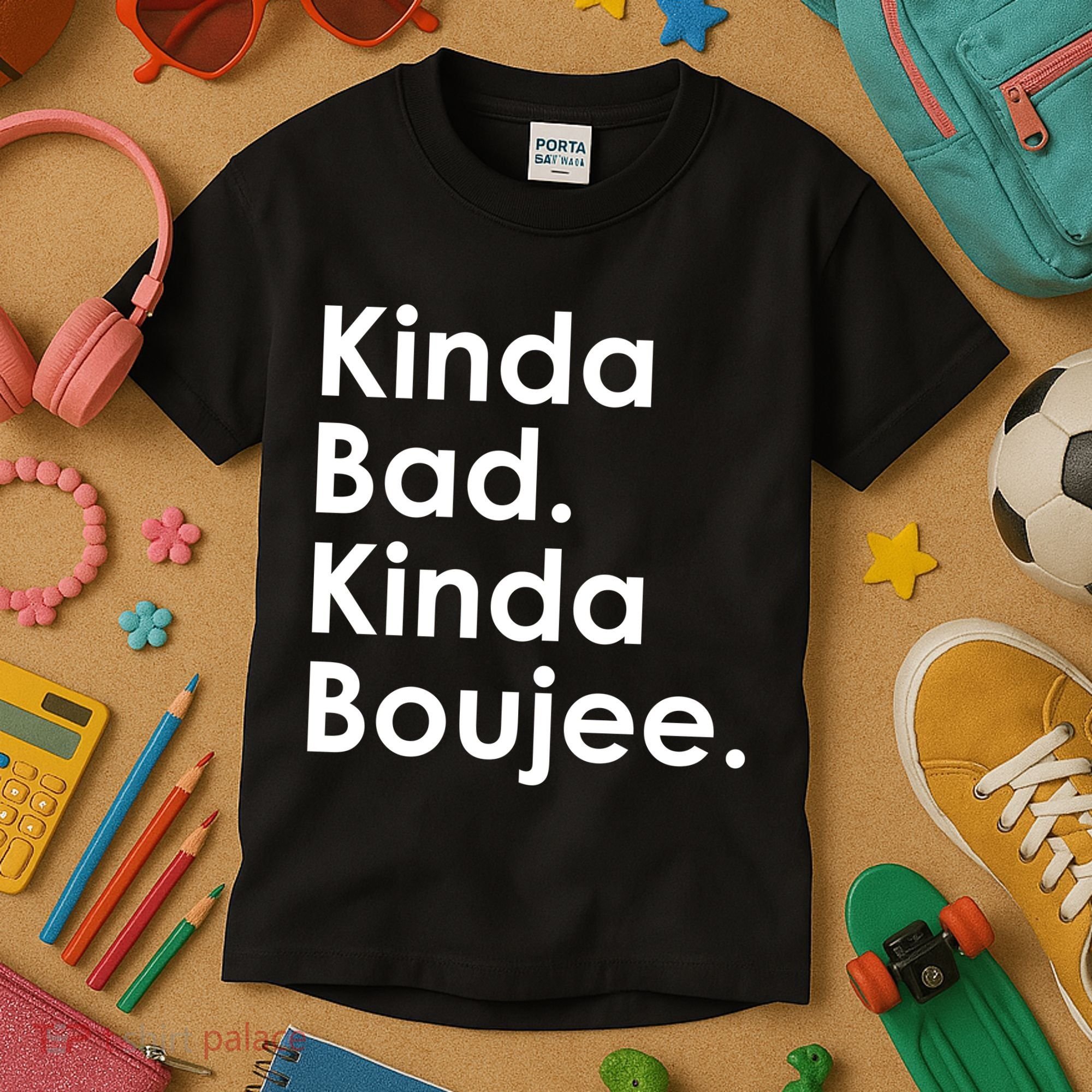 Kinda Bad Kinda Boujee Trendy Saying Text Logo Kids T-Shirt