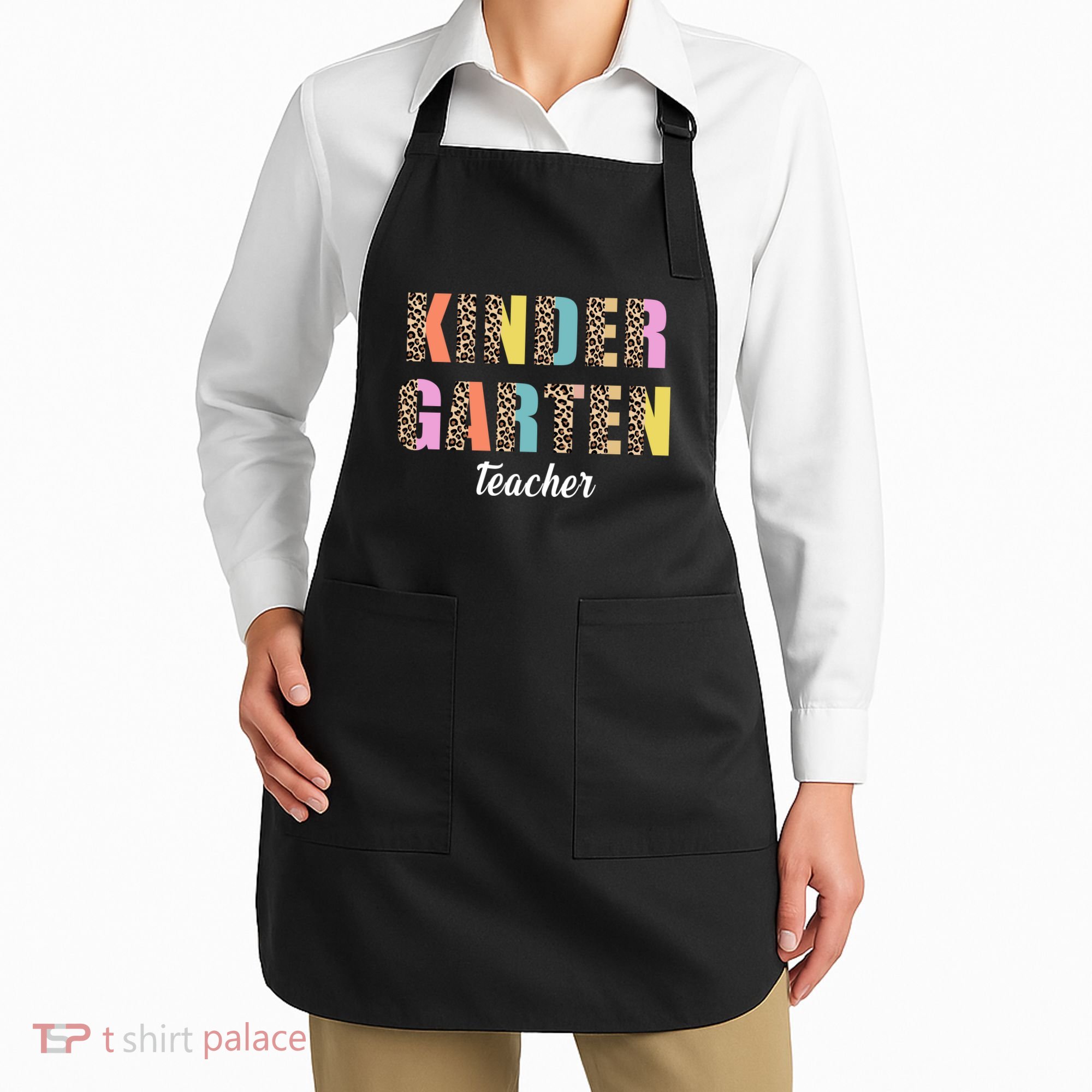 Kinder Garten Teacher Leopard Logo Apron