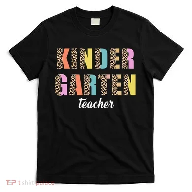 Kinder Garten Teacher Leopard Logo T-Shirt