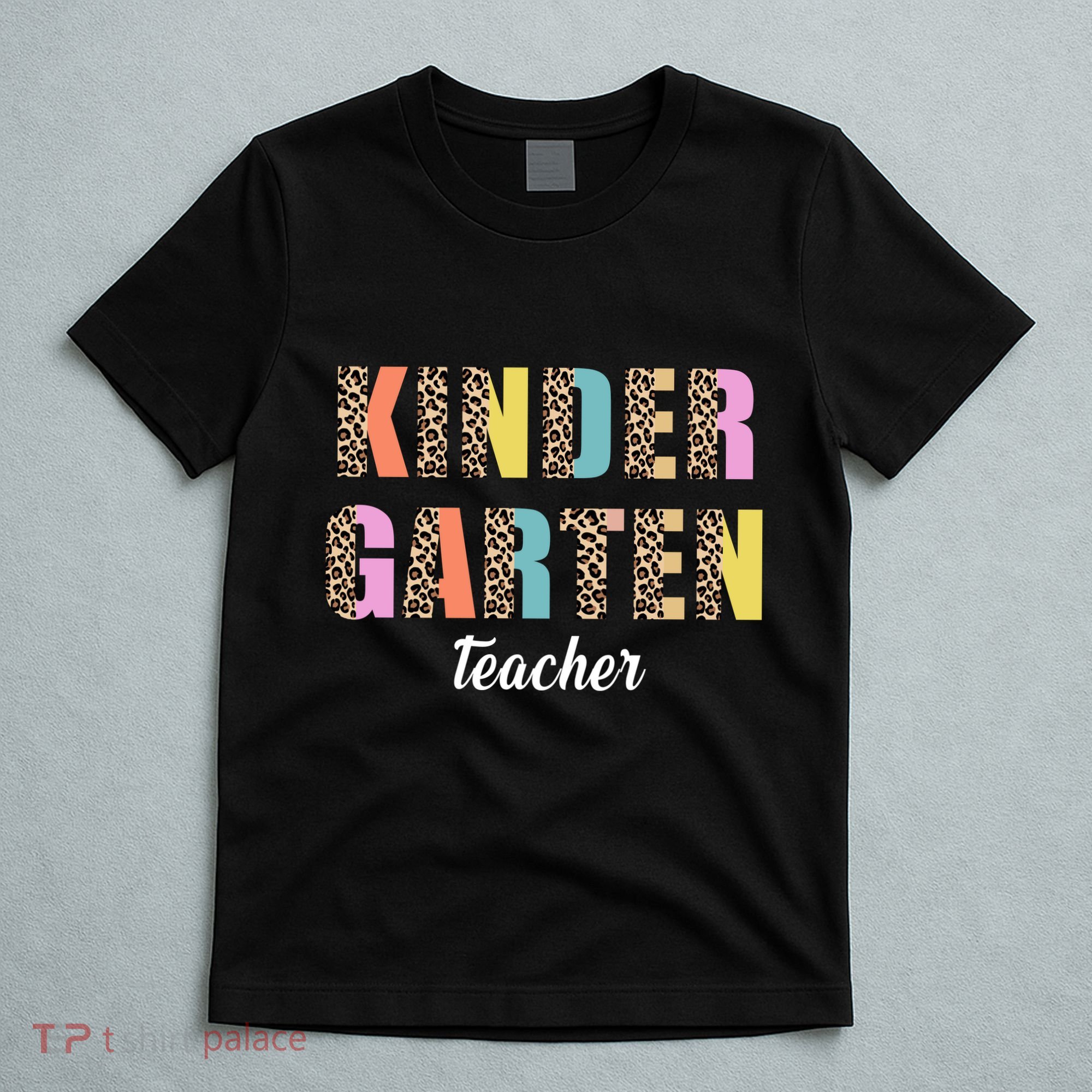 Kinder Garten Teacher Leopard Logo T-Shirt