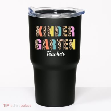 Kinder Garten Teacher Leopard Logo Tumbler