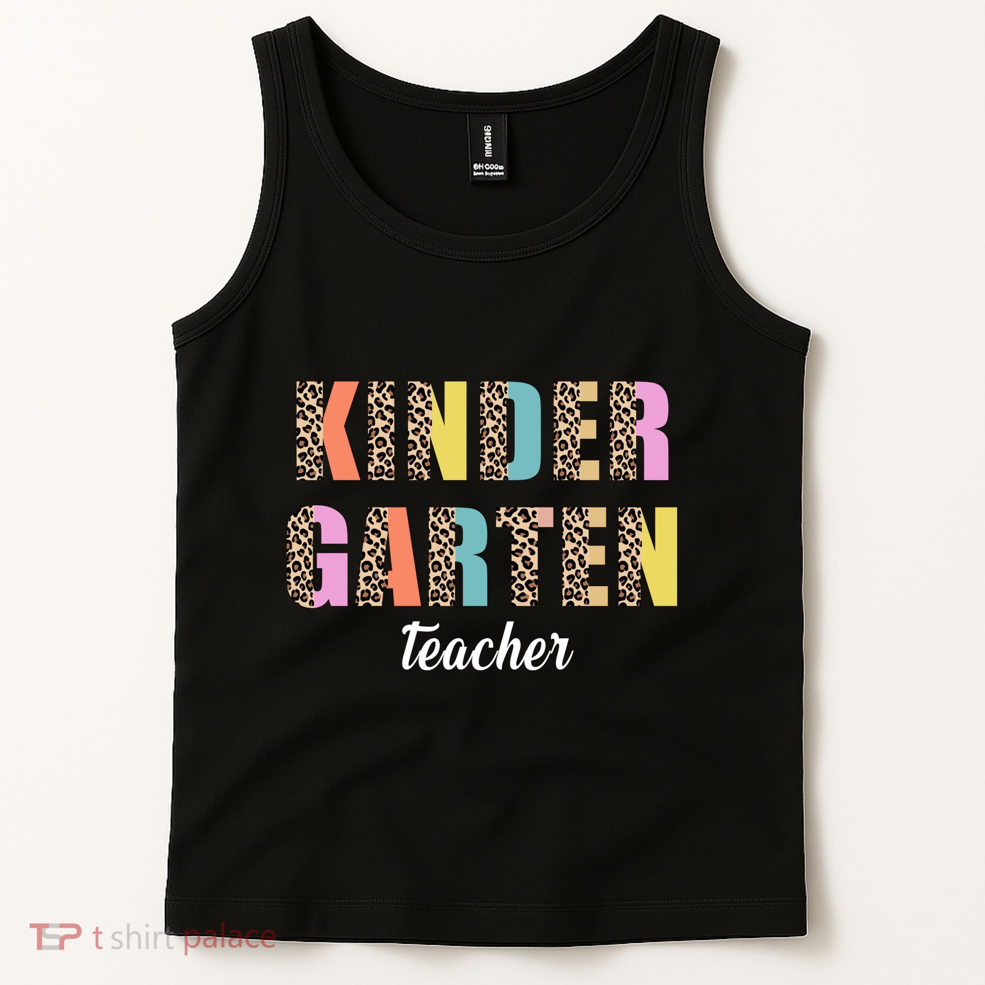 Kinder Garten Teacher Leopard Logo Tank Top