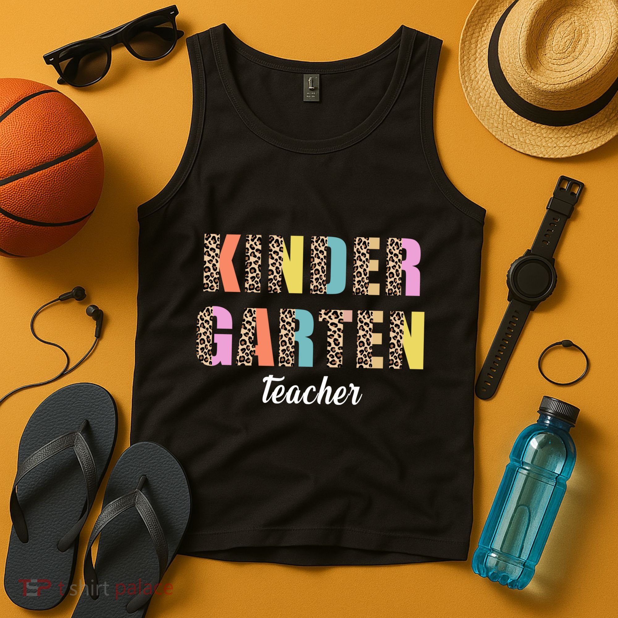 Kinder Garten Teacher Leopard Logo Tank Top