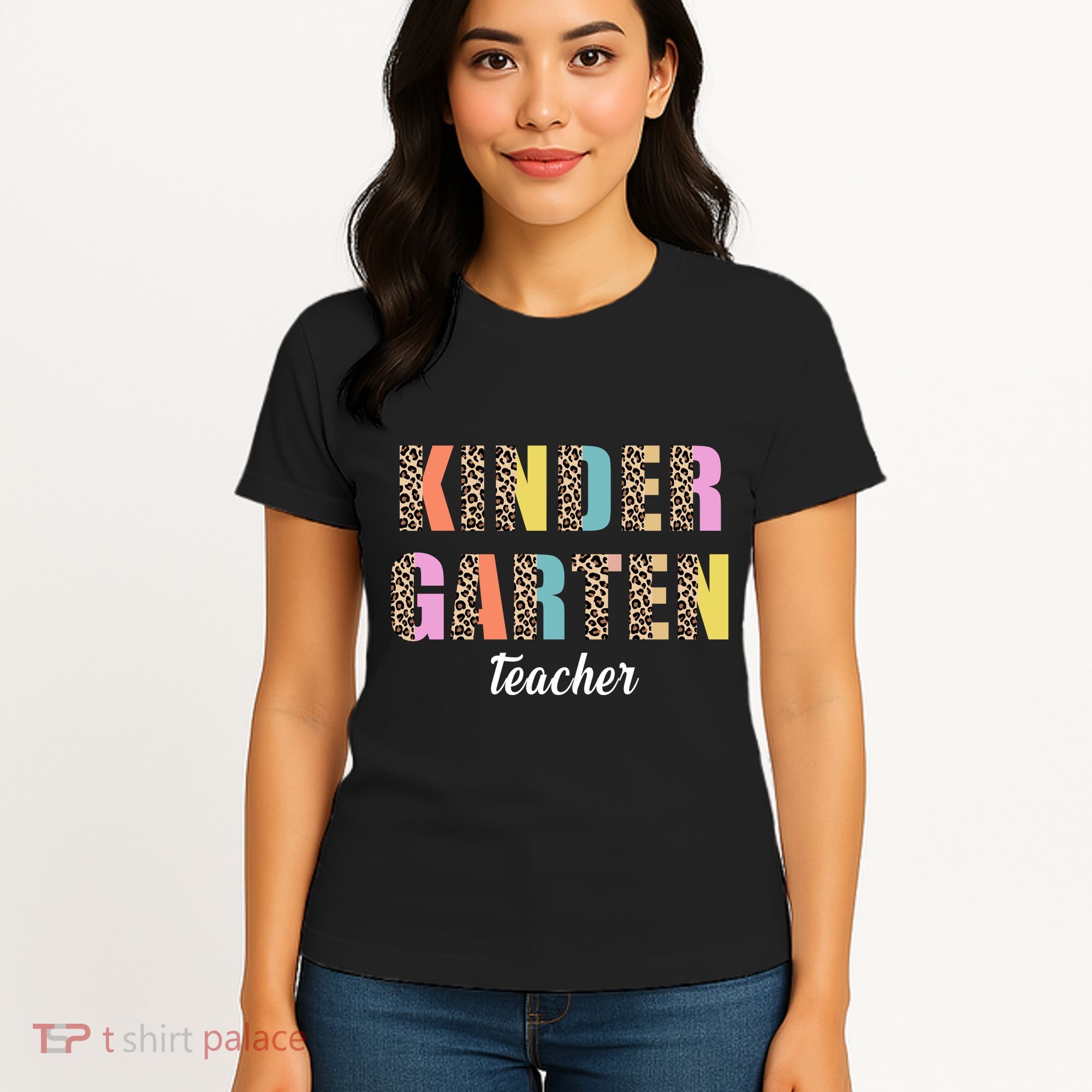 Kinder Garten Teacher Leopard Logo Women's T-Shirt