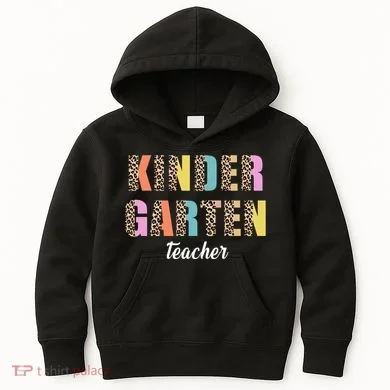 Kinder Garten Teacher Leopard Logo Kids Hoodie