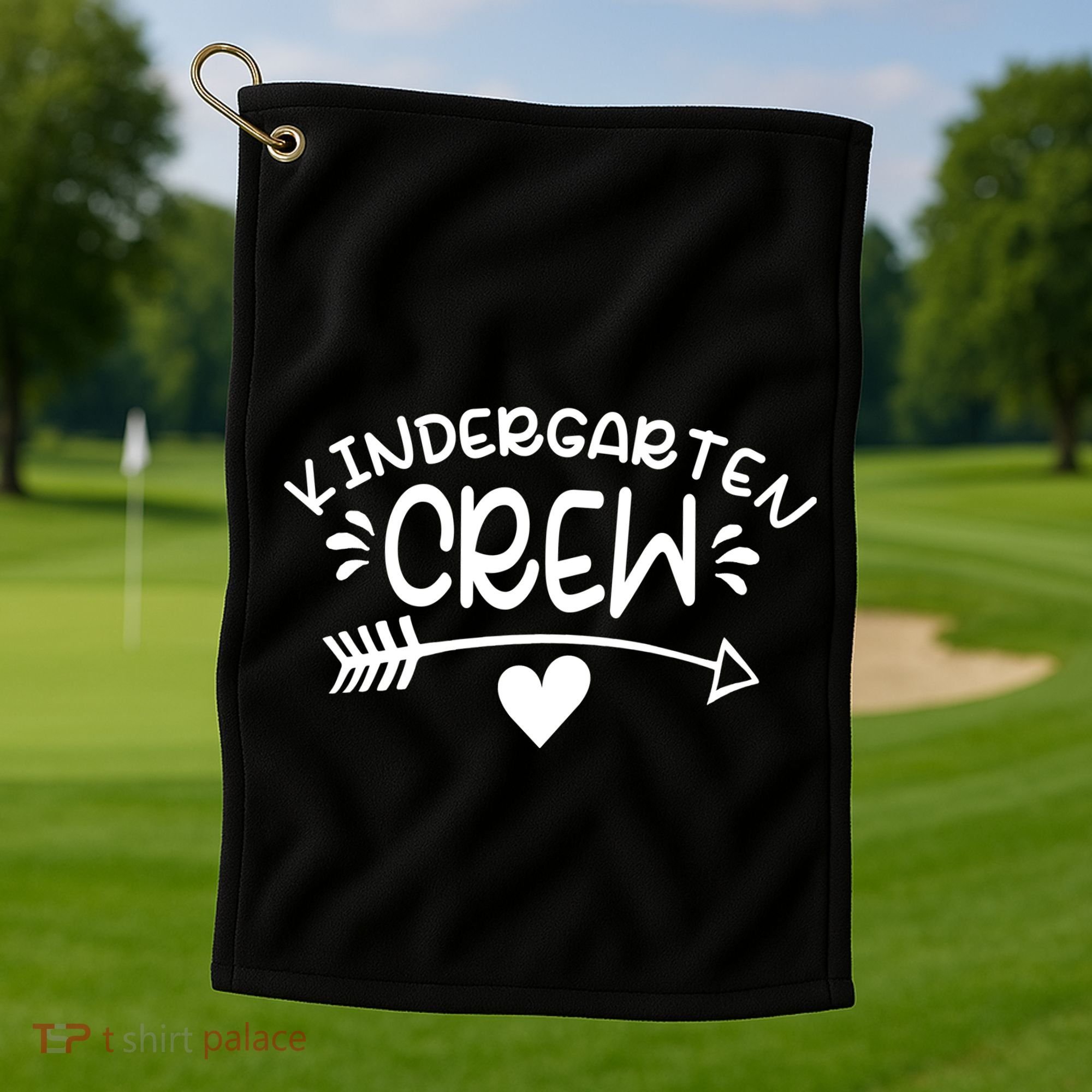 Kindergarten Crew Arrow Hear Simple Logo Golf Towel