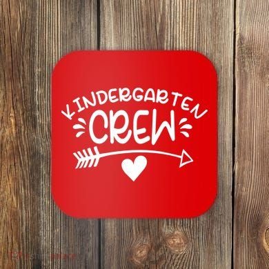 Kindergarten Crew Arrow Hear Simple Logo Coaster