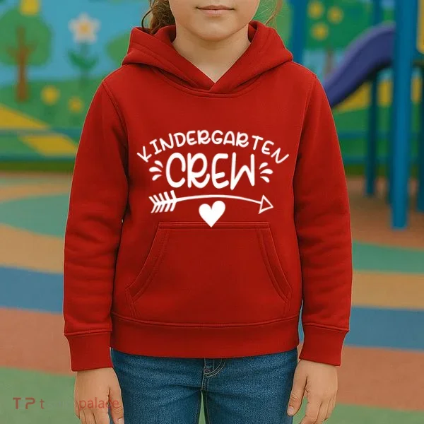 Kindergarten Crew Arrow Hear Simple Logo Kids Hoodie