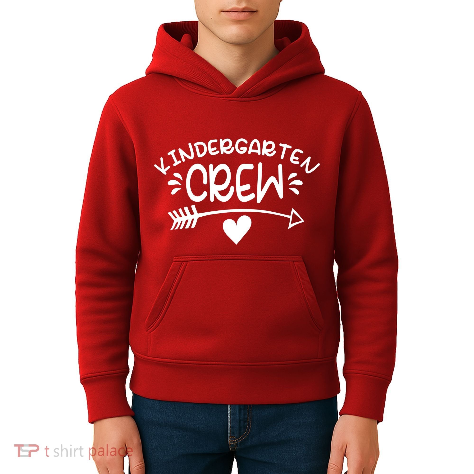 Kindergarten Crew Arrow Hear Simple Logo Kids Hoodie