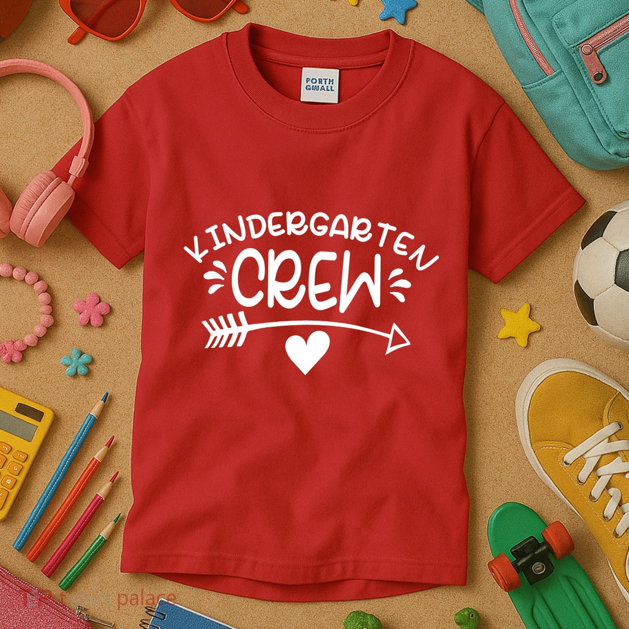 Kindergarten Crew Arrow Hear Simple Logo Kids T-Shirt