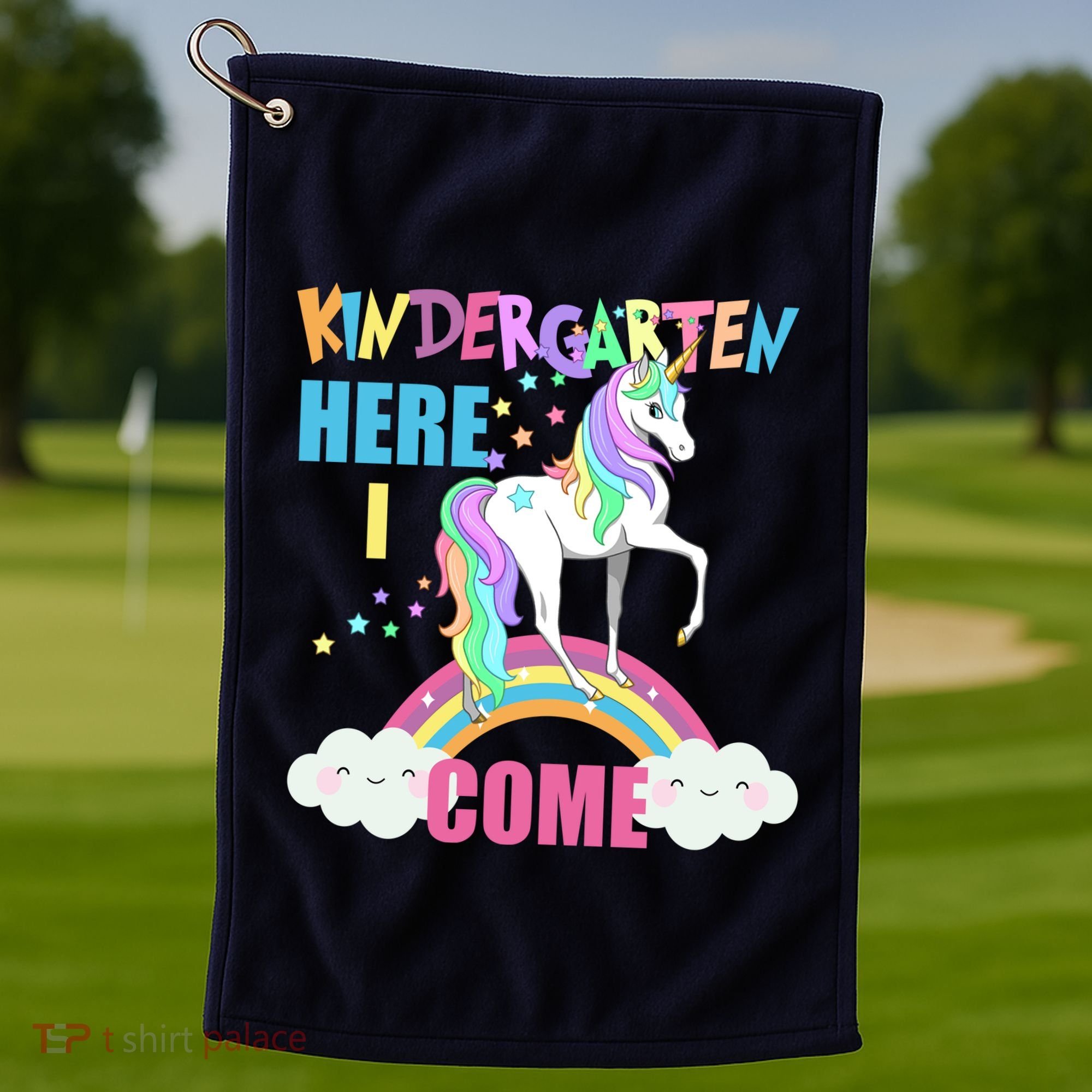 Kindergarten Here I Come Magical Unicorn Golf Towel