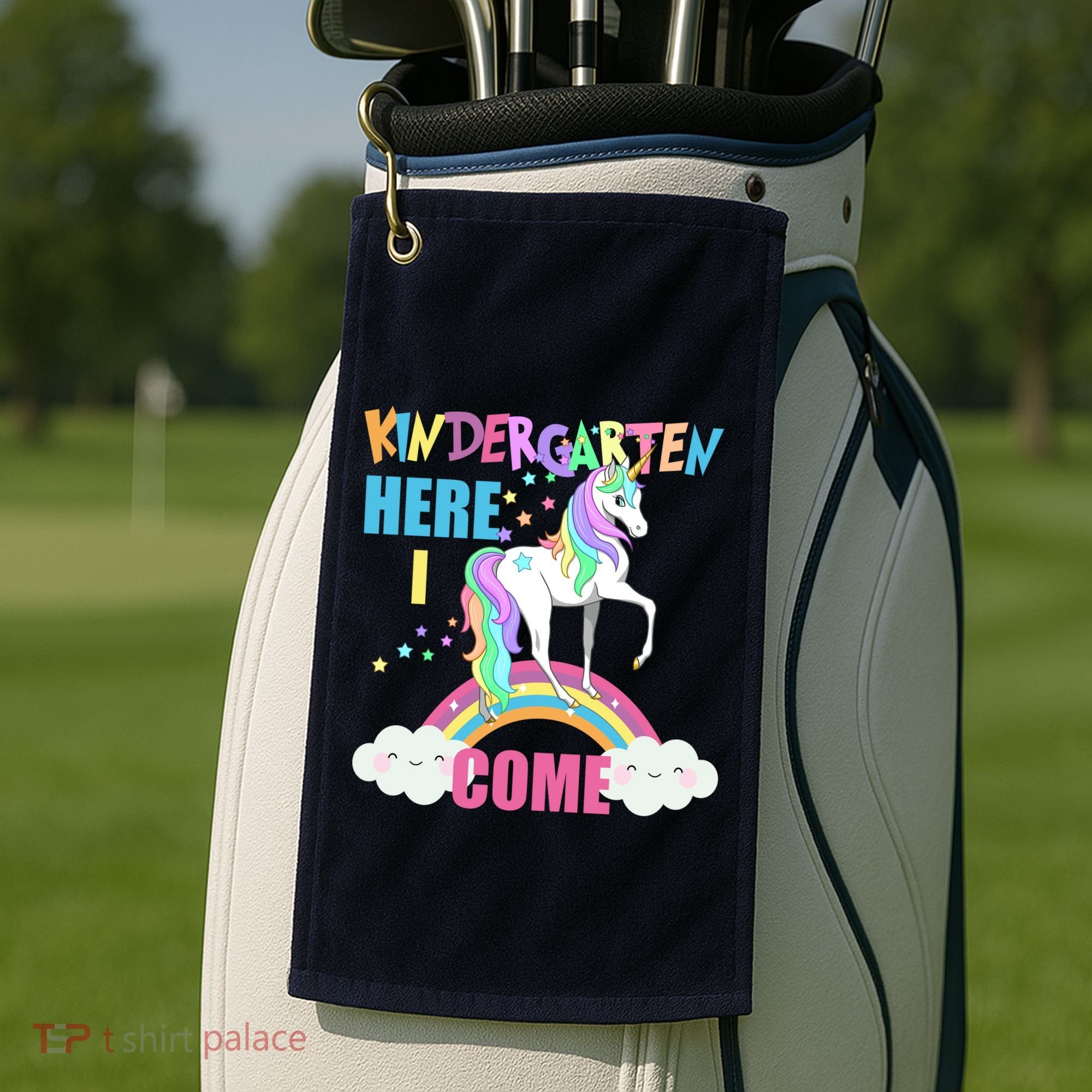Kindergarten Here I Come Magical Unicorn Golf Towel