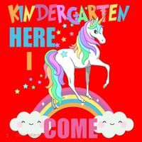 Kindergarten Here I Come Magical Unicorn Santa Hat thumb 1