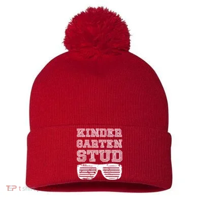 Kindergarten Stud Pom Pom 12in Knit Beanie