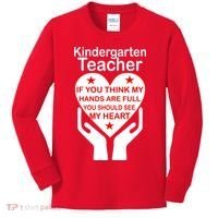 Kindergarten Teacher See My Heart Kids Long Sleeve Shirt thumb 0