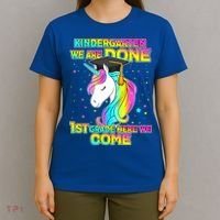 Kindergarten We Are Done 1st Grade Here We Come T-Shirt thumb 4