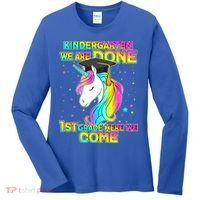 Kindergarten We Are Done 1st Grade Here We Come Women's Long Sleeve Shirt thumb 0