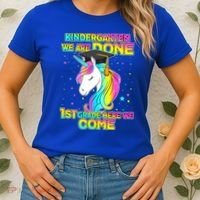 Kindergarten We Are Done 1st Grade Here We Come Women's T-Shirt thumb 2