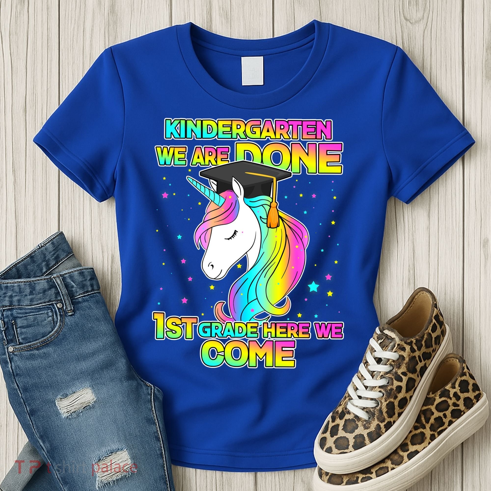 Kindergarten We Are Done 1st Grade Here We Come Women's T-Shirt