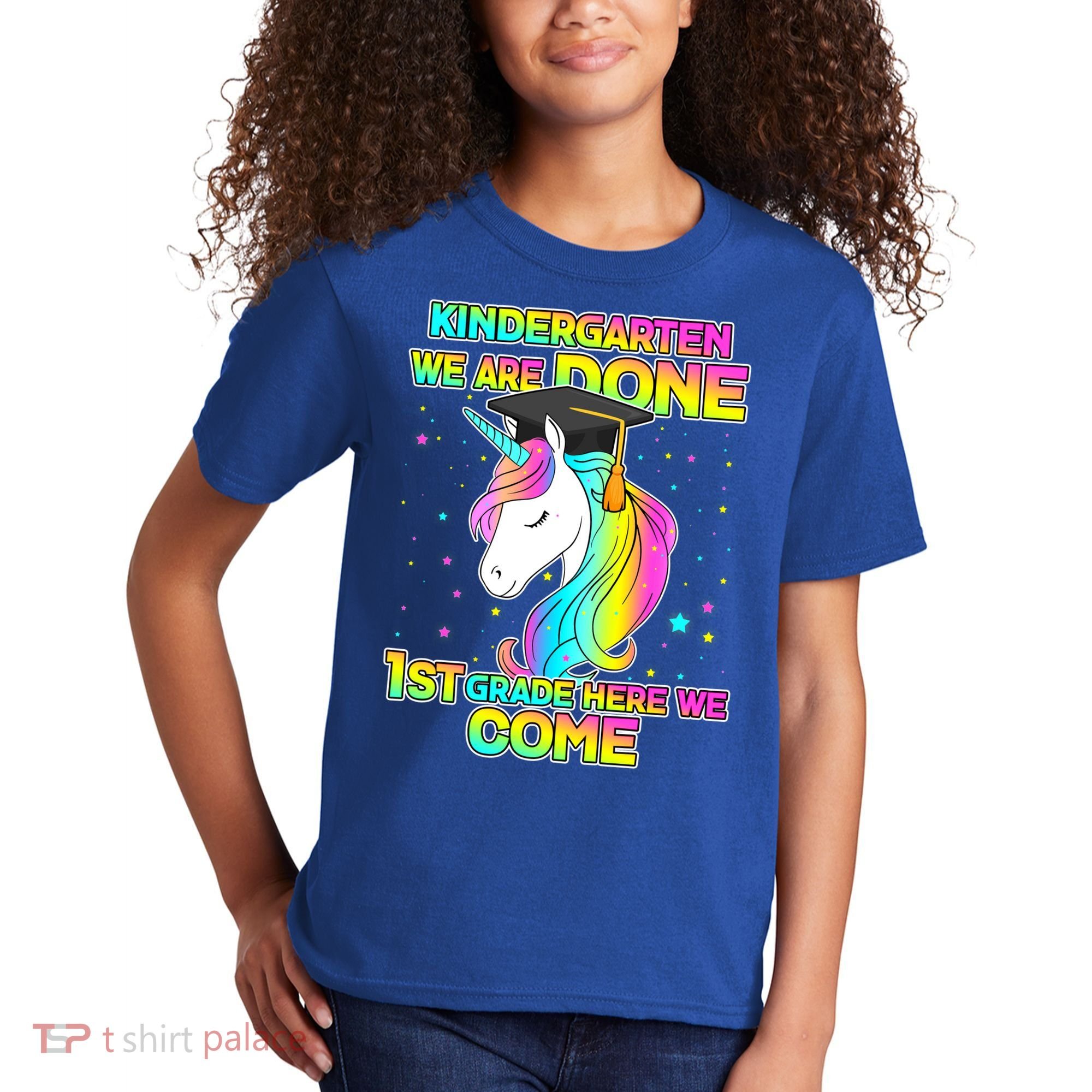 Kindergarten We Are Done 1st Grade Here We Come Kids T-Shirt