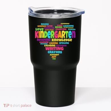 Kindergarten Word Marks Heart Tumbler