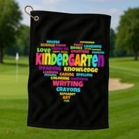 Kindergarten Word Marks Heart Golf Towel thumb 1