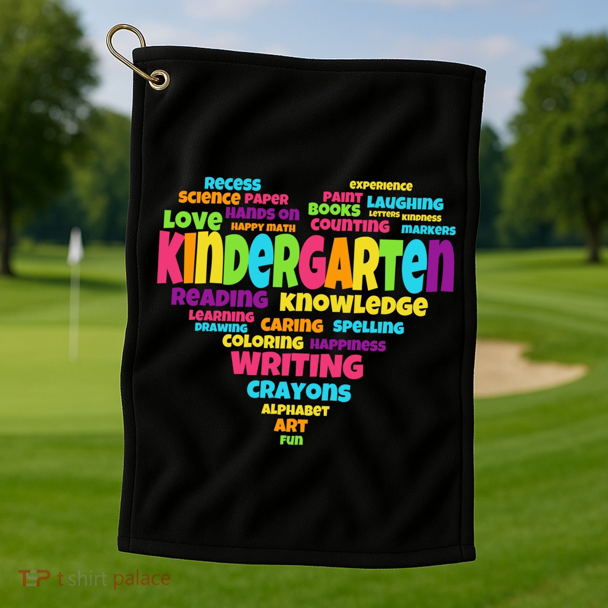 Kindergarten Word Marks Heart Golf Towel