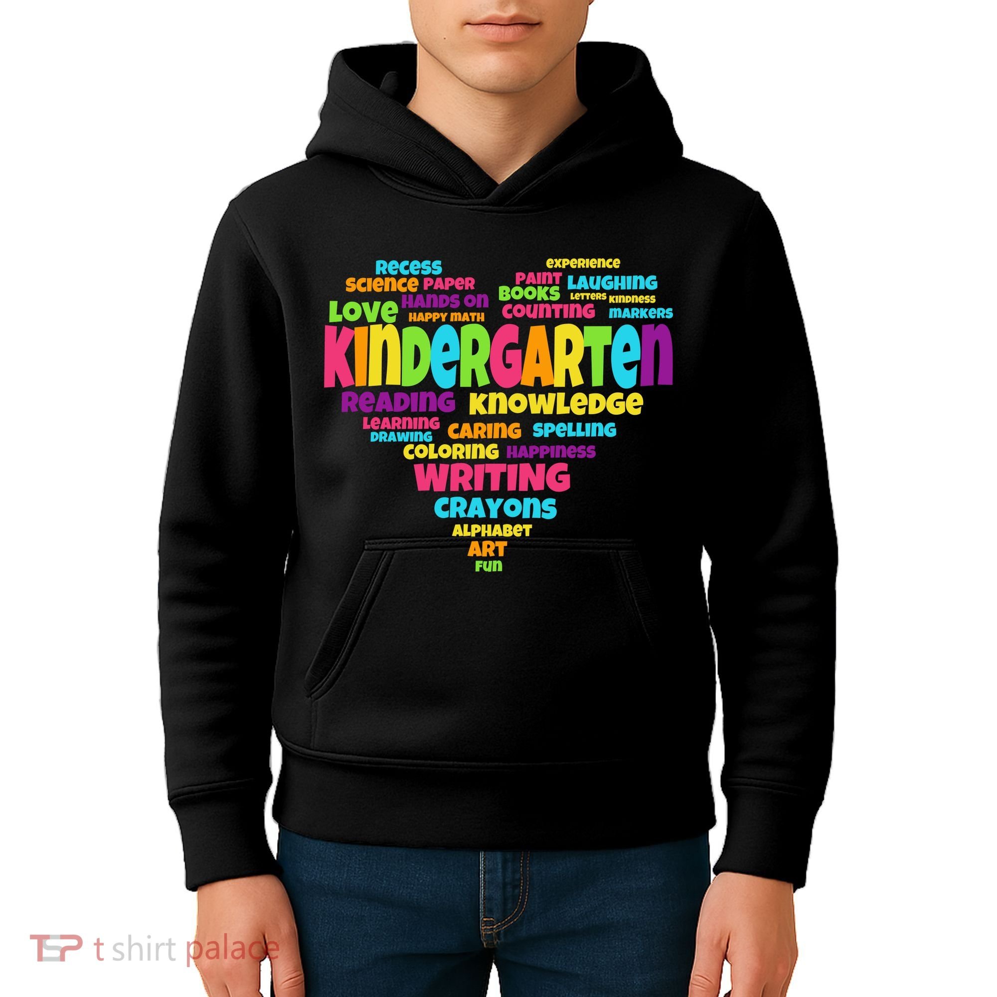 Kindergarten Word Marks Heart Kids Hoodie
