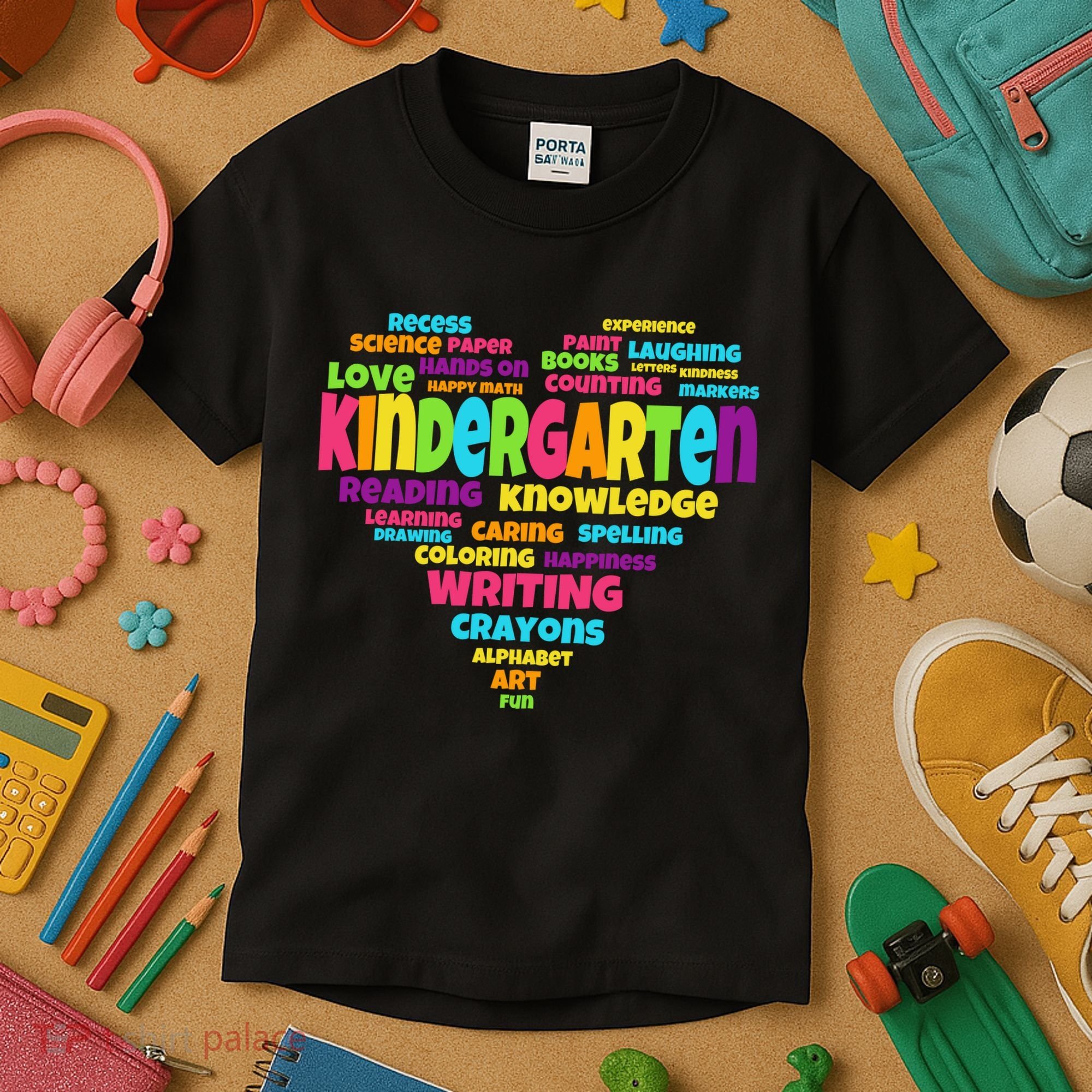 Kindergarten Word Marks Heart Kids T-Shirt